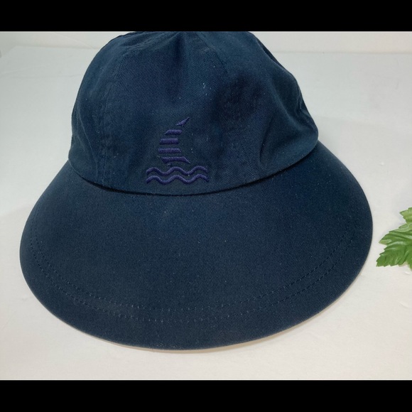 Reversible Sun Hat Wide Brim Navy Light Blue Floral NWOT - Picture 2 of 13